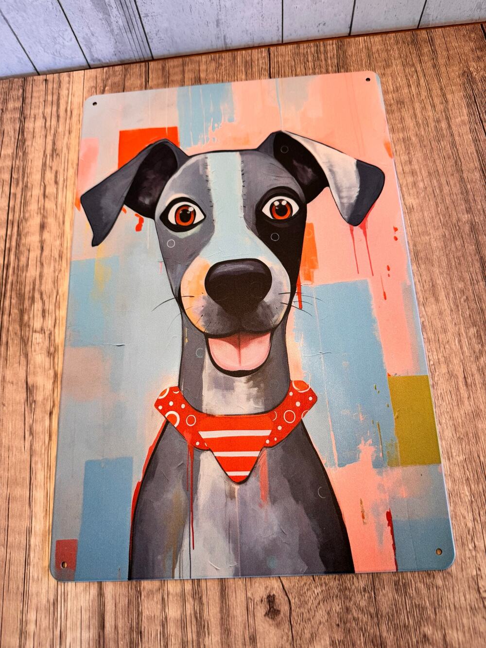 Gray Dog Metal Sign Cute Dog Lover Gift Decor Gift Idea Rescue Hound Dog NEW!